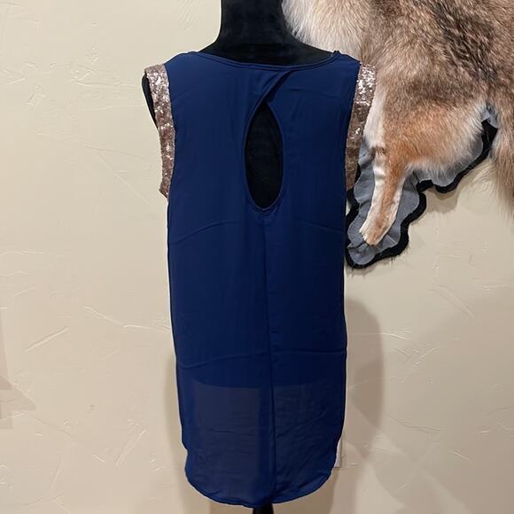 Blu Pepper High Low Sequin Sleeve Tank - Picture 3 of 6